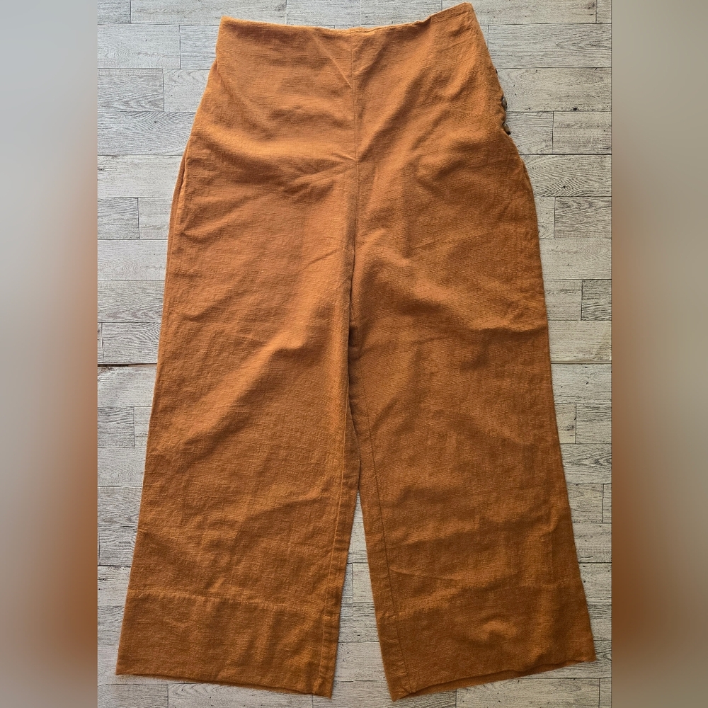 Good Luck Gem Wide Leg Crop Pants In Burnt Orange Size Medium